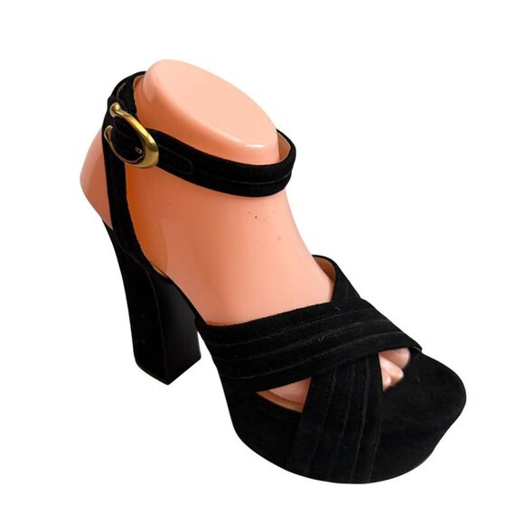 Coach Black Suede Platform Sandals Size 8.5 - Picture 3 of 9